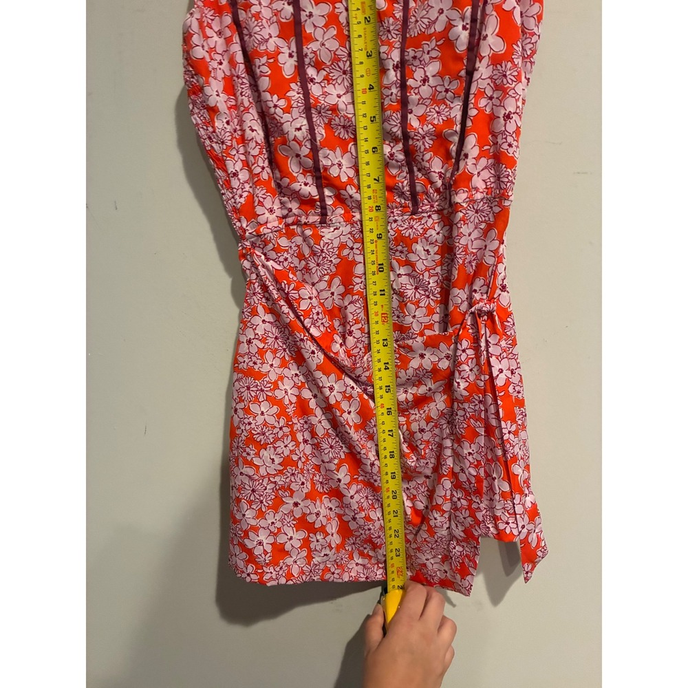 Band of the Free Orange Pink‎ Floral Corset Romper XS Smocked Back Wrap Front - Picture 4 of 6